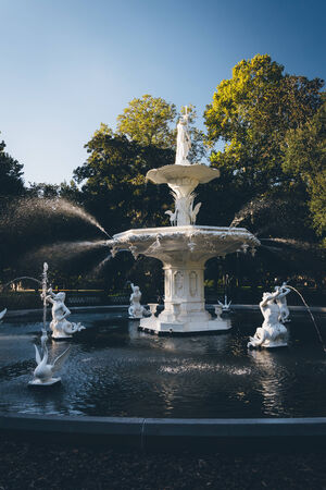 Fountain at Forsyth Park, in Savannah, Georgia.の写真素材