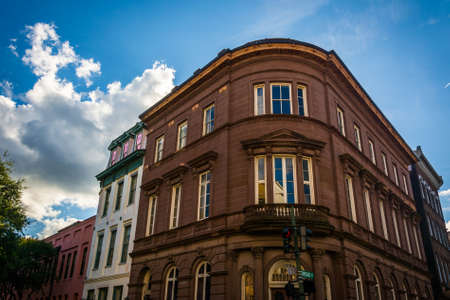 Historic buildings in downtown Charleston, South Carolina.の写真素材