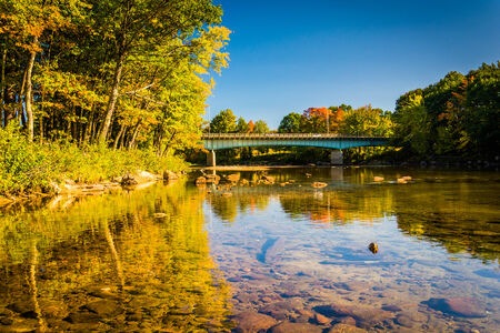 Bridge over the Saco River in Conway, New Hampshire.の写真素材
