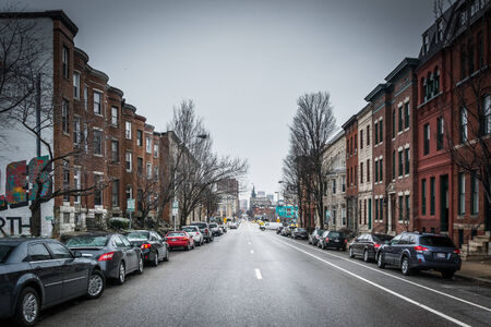 St. Paul Street in Charles North, Baltimore, Maryland.のeditorial素材