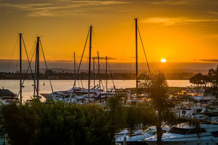 Sunset over the Embarcadero in San Diego, California.のeditorial素材