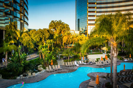 View of a swimming pool at a hotel in San Diego, California.のeditorial素材