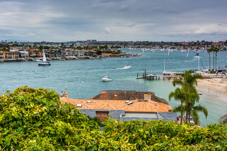 View of Newport Beach from Lookout Point, Corona del Mar, California.のeditorial素材