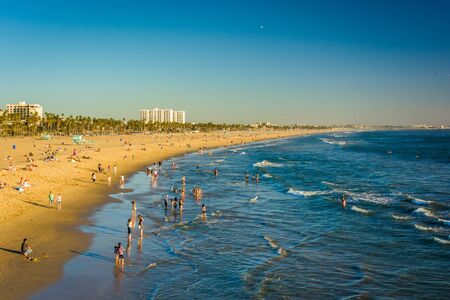 View of the beach in Santa Monica, California.の写真素材