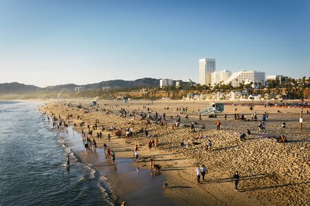View of the beach in Santa Monica, California.の写真素材