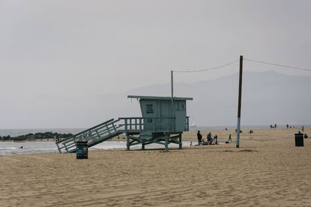 Lifeguard tower on the beach, in Venice Beach, Los Angeles, California.のeditorial素材