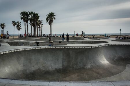 The Venice Skate Park, in Venice Beach, Los Angeles, California.のeditorial素材