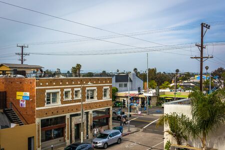 View of buildings in Venice Beach, Los Angeles, California.のeditorial素材