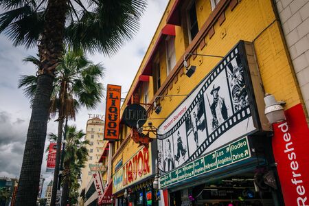 Buildings along Hollywood Boulevard, in Hollywood, Los Angeles, California.のeditorial素材