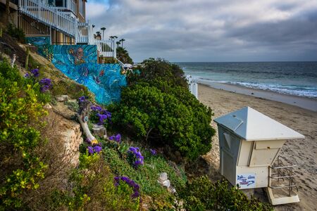 Garden and house above the beach, in Laguna Beach, California.