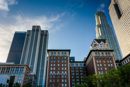 Buildings at Pershing Square, in downtown Los Angeles, California.のeditorial素材