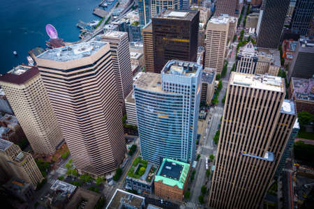 View of skyscrapers in downtown, in Seattle, Washington.のeditorial素材