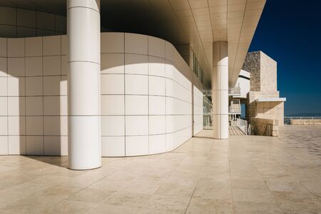 Modern exterior of the Getty Center, in Brentwood, Los Angeles, California.のeditorial素材