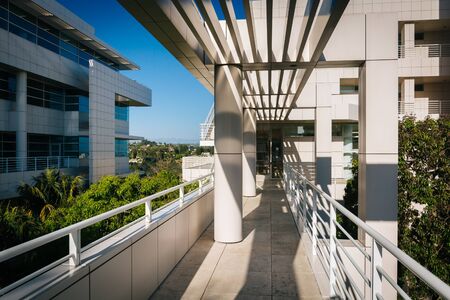 Modern exterior of the Getty Center, in Brentwood, Los Angeles, California.のeditorial素材