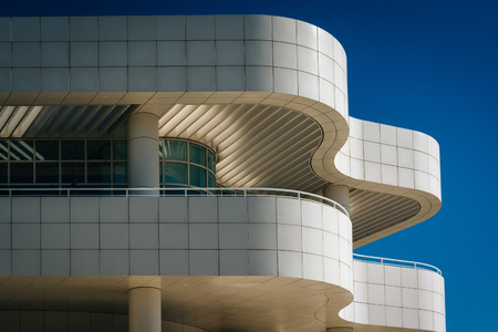Modern architectural details at the Getty Center, in Brentwood, Los Angeles, California.のeditorial素材
