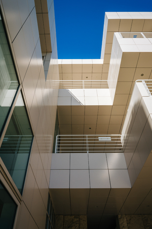 Modern architecture at the Getty Center, in Brentwood, Los Angeles, California.のeditorial素材