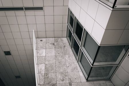 Modern architectural details at the Getty Center, in Brentwood, Los Angeles, California.のeditorial素材