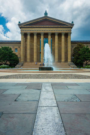 Fountain and the Art Museum in Philadelphia, Pennsylvania.のeditorial素材