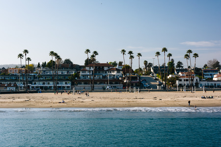 View of the beach from the Wharf, in Santa Cruz, California.のeditorial素材