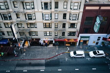 View of Stockton Street, in San Francisco, California.のeditorial素材