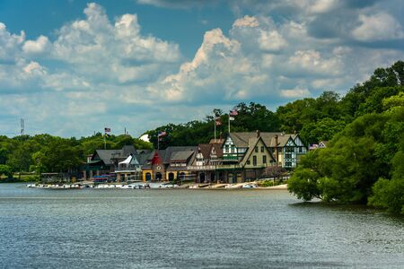 View of Boathouse Row, in Philadelphia, Pennsylvania.のeditorial素材