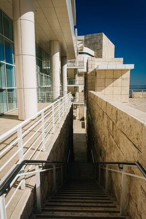 Staircase at the Getty Center, in Brentwood, Los Angeles, California.のeditorial素材