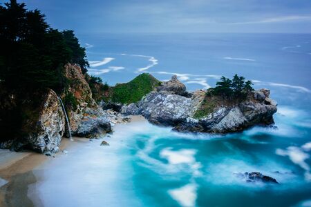 View of McWay Falls, at Julia Pfeiffer Burns State Park, Big Sur, California.の写真素材