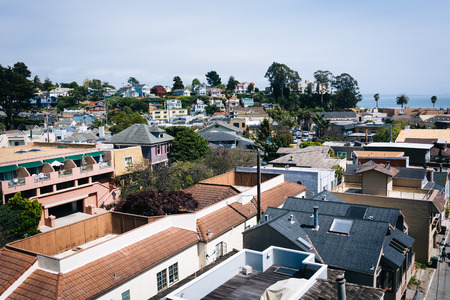 View above houses in Capitola, California.の写真素材