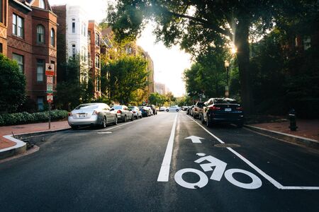 Residential street near Dupont Circle, in Washington, DC.のeditorial素材