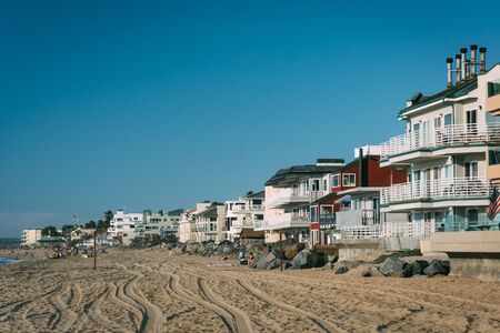 Houses on the beach in Imperial Beach, California.の写真素材