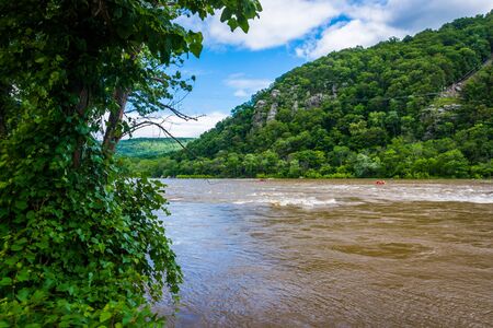 The Potomac River, in Harpers Ferry, West Virginia.の写真素材