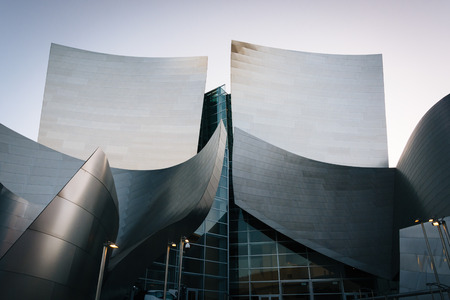 Architectural details of a modern building in downtown Los Angeles, California.のeditorial素材