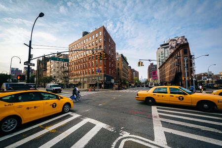 Intersection of Ninth Avenue and 14th Street in the Meatpacking District in Manhattan, New York.のeditorial素材