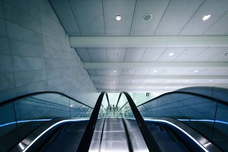 Escalators to the World Trade Center West Concourse in Lower Manhattan, New York.のeditorial素材