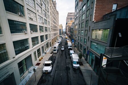 View of 26th Street from The High Line in Chelsea, Manhattan, New York.のeditorial素材