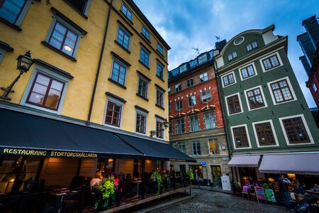 Buildings at Stortorget, in Galma Stan, Stockholm, Sweden.のeditorial素材