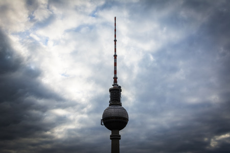 View of the Berlin TV Tower (Fernsehturm), in Mitte, Berlin, Germany.のeditorial素材