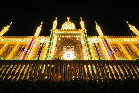 Nimb Palace at night, at Tivoli Gardens, in Copenhagen, Denmark.のeditorial素材