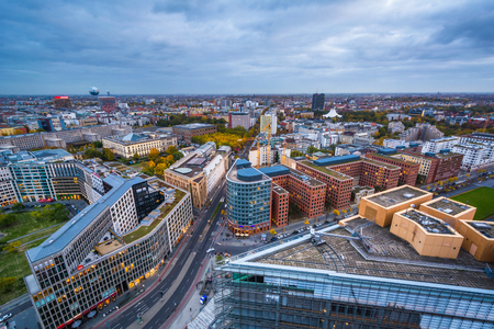 View of modern buildings at Potsdamer Platz, in Berlin, Germany.のeditorial素材