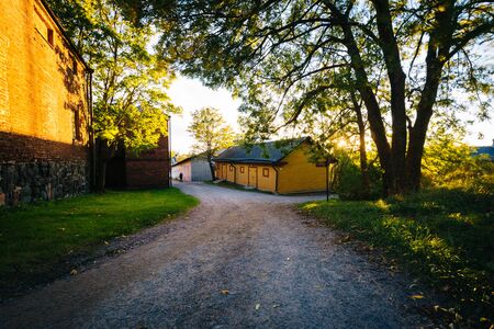 Road and buildings on Suomenlinna, in Helsinki, Finland.の写真素材
