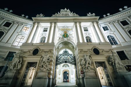 Hofburg Palace at night, in Vienna, Austria.のeditorial素材