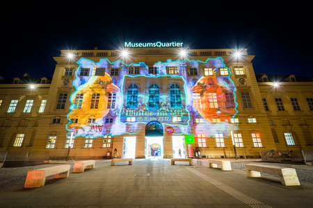 MuseumsQuartier at night, in Vienna, Austria.のeditorial素材