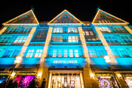 Oberpollinger at night, in Munich, Germany.のeditorial素材