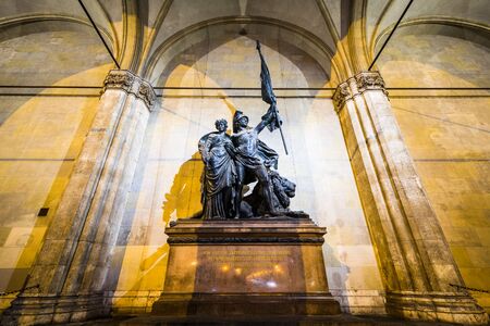 Feldherrnhalle at night, in Munich, Germany.のeditorial素材