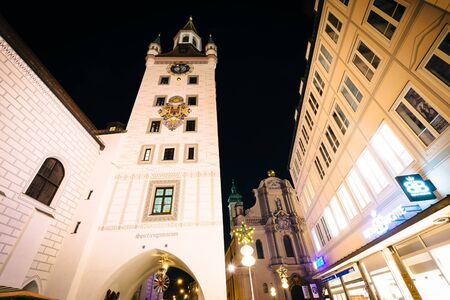 Old Town Hall at night, in Munich, Germany.のeditorial素材