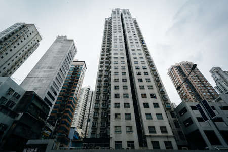 Skyscrapers at Aberdeen, in Hong Kong, Hong Kong.のeditorial素材