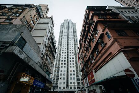 Skyscrapers at Aberdeen, in Hong Kong, Hong Kong.のeditorial素材