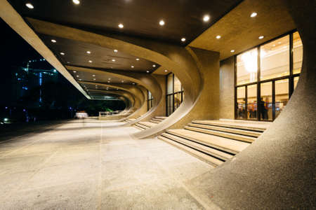 The Cultural Center of the Philippines at night, in Pasay, Metro Manila, The Philippines.の写真素材