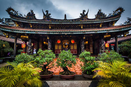 Bushes outside the Dalongdong Baoan Temple, in Taipei, Taiwan.