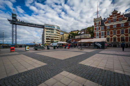 Buildings and square in Slussen, in SÃ¶dermalm, Stockholm, Sweden.のeditorial素材